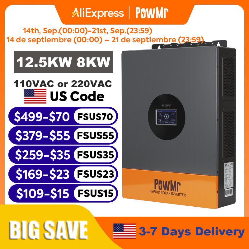 Drone Solar Charger - PowMr 12.5KW 8KW Bölünmüş Faz İnvertör