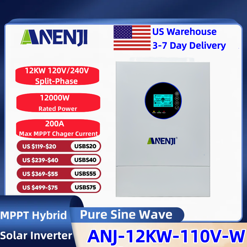 Drone Solar Charger - ANENJI Bölünmüş Fazlı 120V/240V 12KW Hibrit